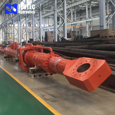 Hydraulische cilinder voor platte poort van dam met oliepijpleiding en manifold